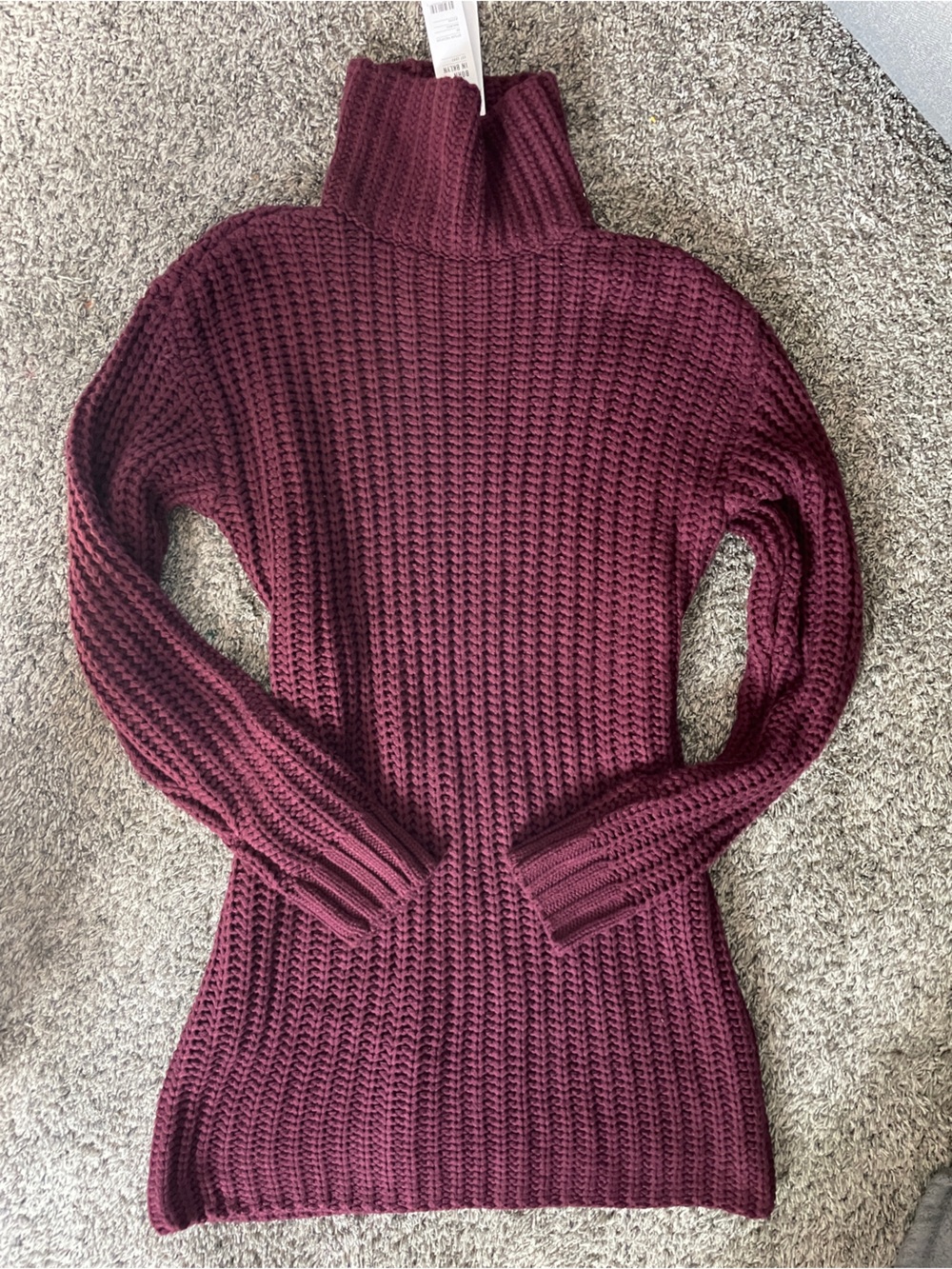 525 America | Oversized Shaker Knit Sweater Dress - Malbec Burgundy NEW w Tags - Picture 3 of 5